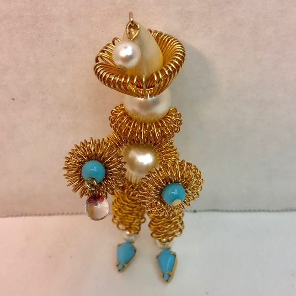 Wire wrapped rhinestone Clown vintage brooch pin